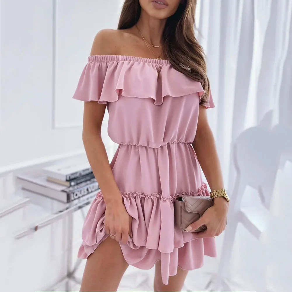 

Летние Женские однотонные сарафаны, пикантные без бретелек, Nec Kline, модные женские платья миди без рукавов с оборками на талии, 2021