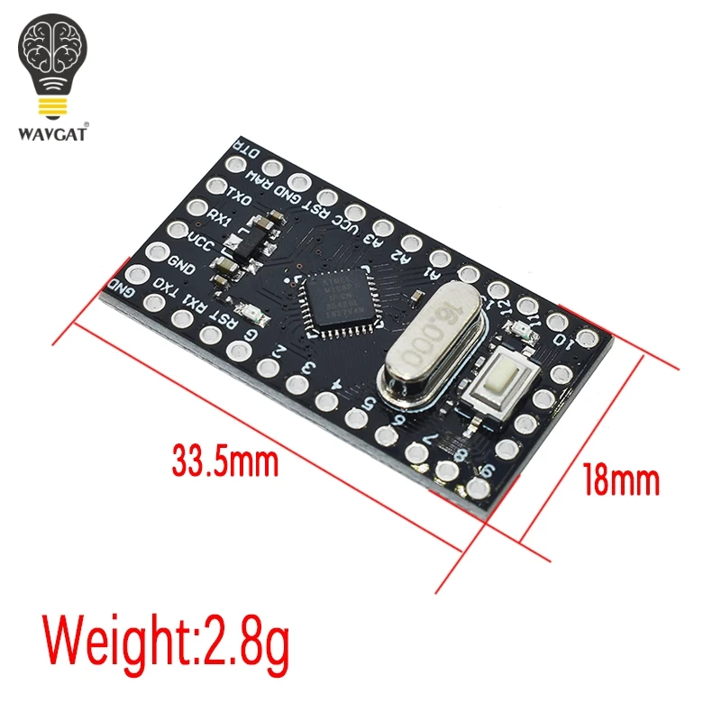 Плата управления WAVGAT Pro Mini 168 ATMEGA168 5 В/16 МГц для Arduino совместимая с микроконтролем