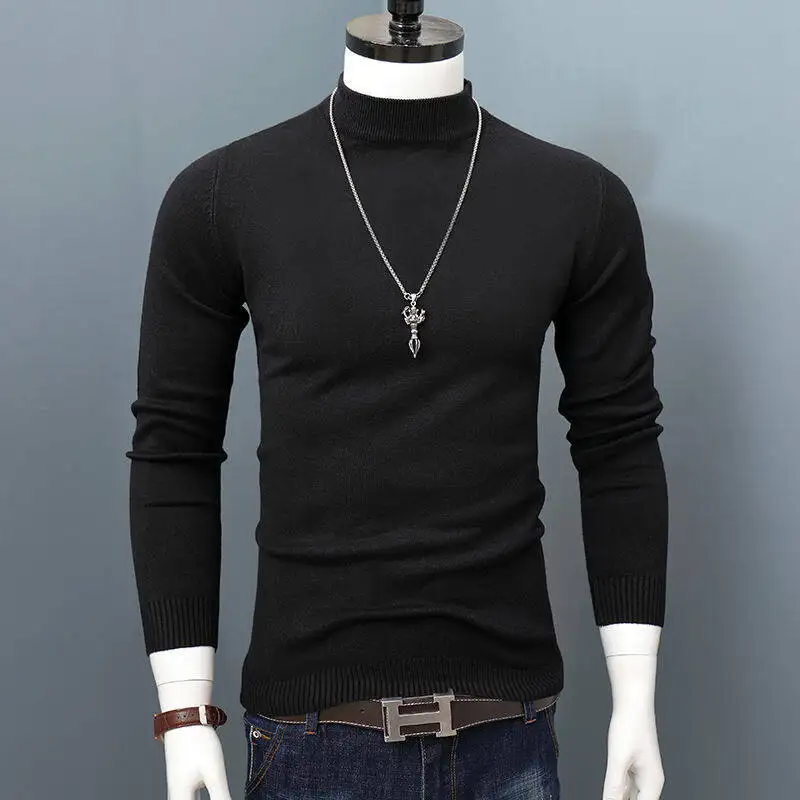 

2021 New Autumn Winter New Men Turtleneck Pullover Sweater Fashion Solid Color Thick and Warm Bottoming Shirt Male Brand Clothes