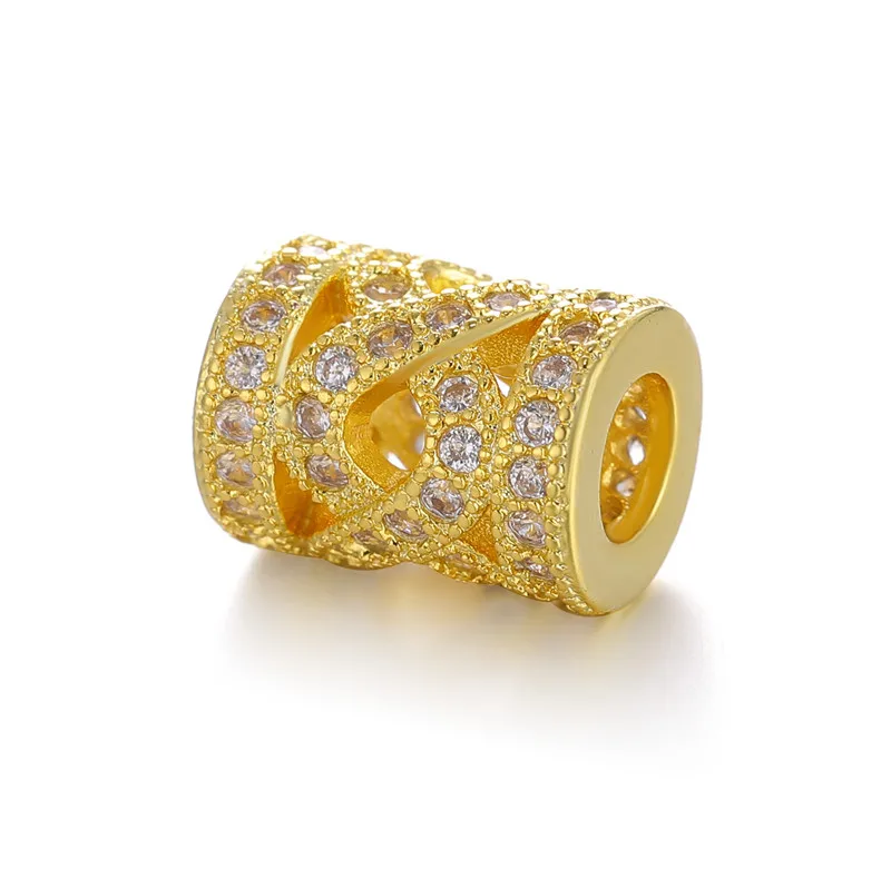 Gold Juya DIY золотые/серебряные/розовые золотые разделительные бусины, поставки, микро проложенные циркониевые изогнутые трубчатые бусины для изготовления ювелирных изделий из натурального камня и жемчуга - Цвет: Gold