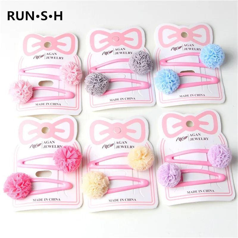 2 шт. милые заколки для волос с помпонами маленьких девочек эластичная лента
