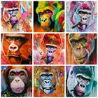 Алмазная 5d-картина HUACAN сделай сам, мозаика орангутана, обезьяна, ручная работа, полная вышивка квадратнымикруглыми стразами, домашний декор с животными