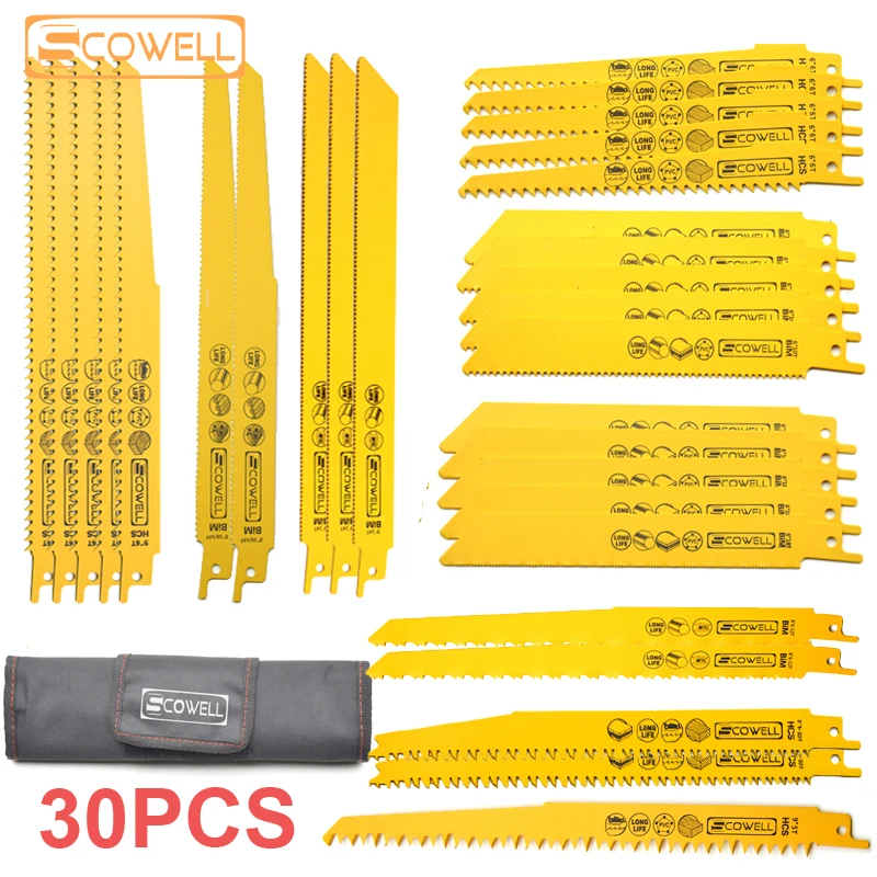 

30% Off 30PCS Sabre Saw Blades Metal Cutting Reciprocating Blade Saw Set for Wood PVC Fibreboard Cutting Machine Jigsaw Blades