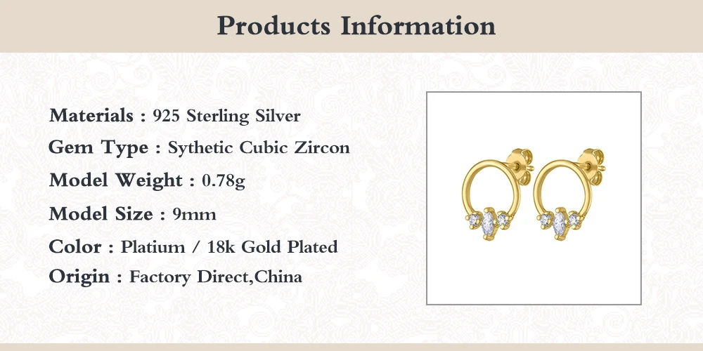 

Romad 100% 925 Sterling Silver Stud Earring Shiny Cute CZ Crystal Circle Earring For Women Sterling Silver Jewelry pendientes W5