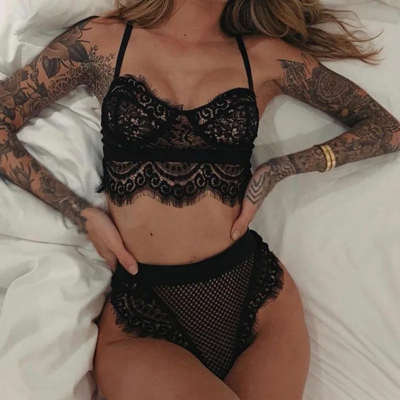 Комплект нижнего белья для женщин прозрачный бюстгальтер с высокой