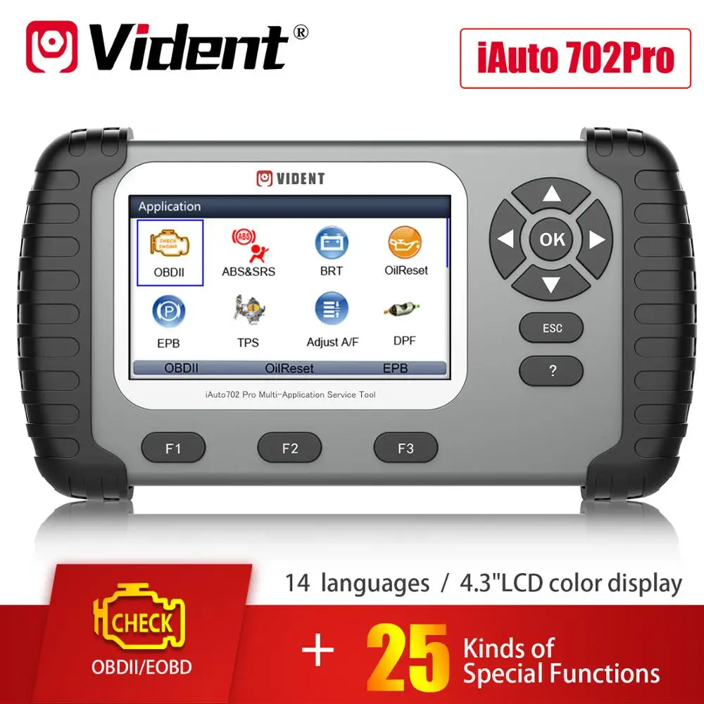 VIDENT iAuto 702 Pro Многофункциональный сервисный инструмент с поддержкой ABS/SRS/EPB/DPF iAuto702