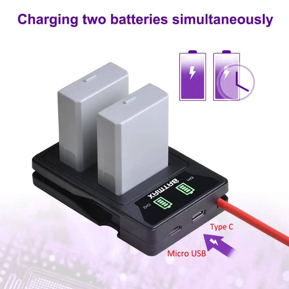 Аккумулятор Batmax LP-E5 LPE5 + новое светодиодсветодиодный двойное зарядное устройство