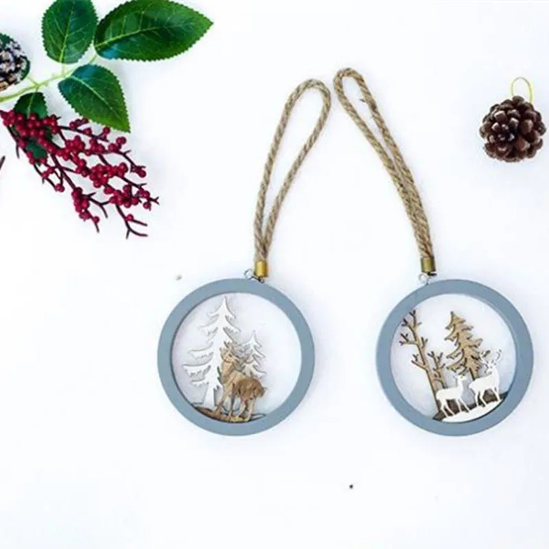 Новый год 2020 Noel Deer Moose DIY рождественские деревянные подвески Diy украшения для