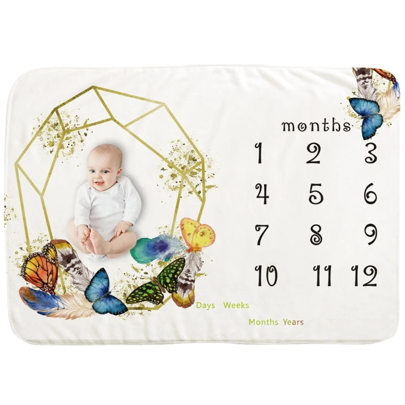 

Baby Monthly Record Growth Milestone Blanket Creative Background Cloth Newborn Soft Swaddle Wrap Photography Props