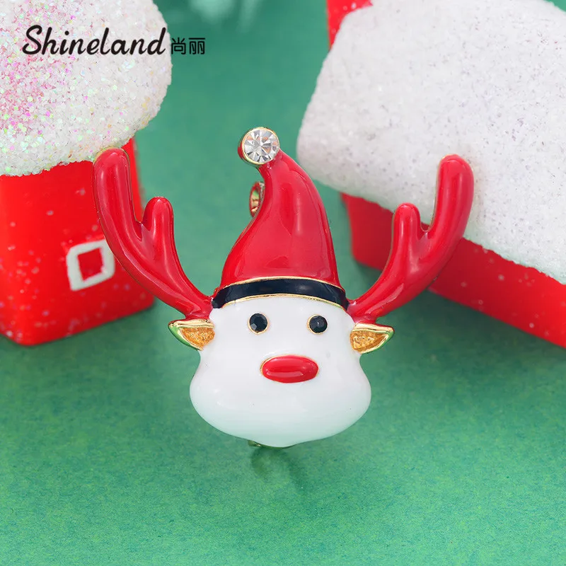 

Shineland Unique Design Enamel Snowman White Red Hat Brooch Pins for Women Men Cute Brooches Trendy Jewelry Christmas Gift