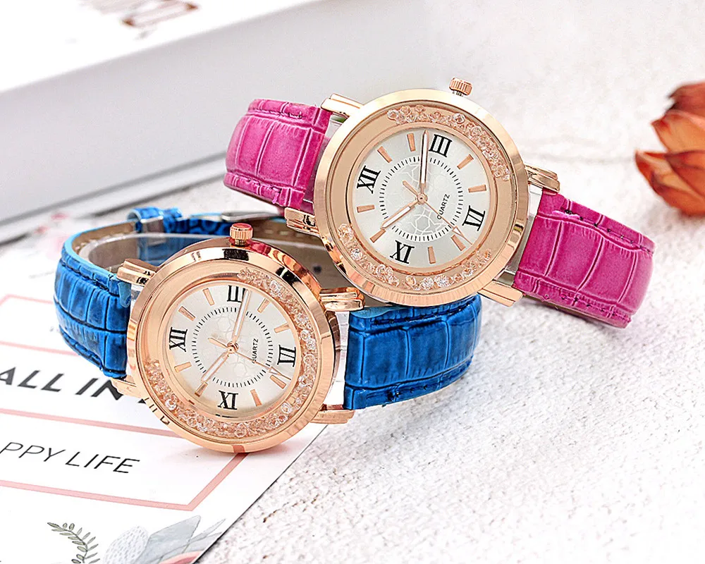 

Quicksand Rhinestone Ladies Watch Fashion Leather Strap Women Watch Ladies Quartz Watch relojes para mujer