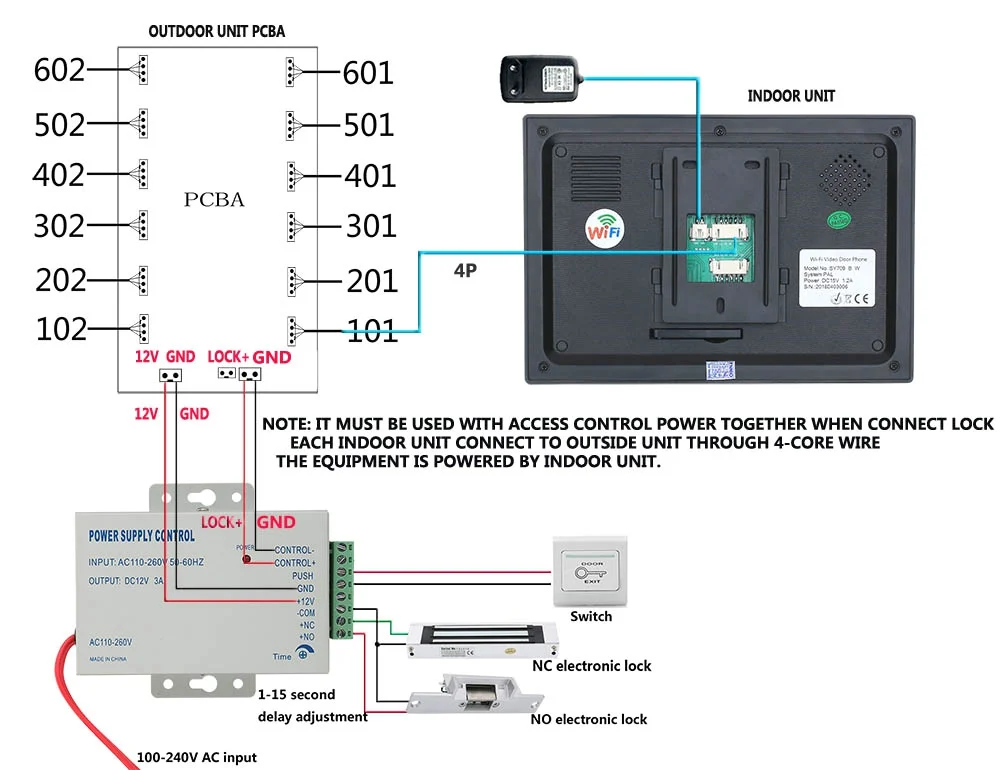 

7inch Record Wired Wifi Video Intercom 2 Apartments Doorphone System with RFID 1080P Doorbell Camera+ NO Electric Strike Door L