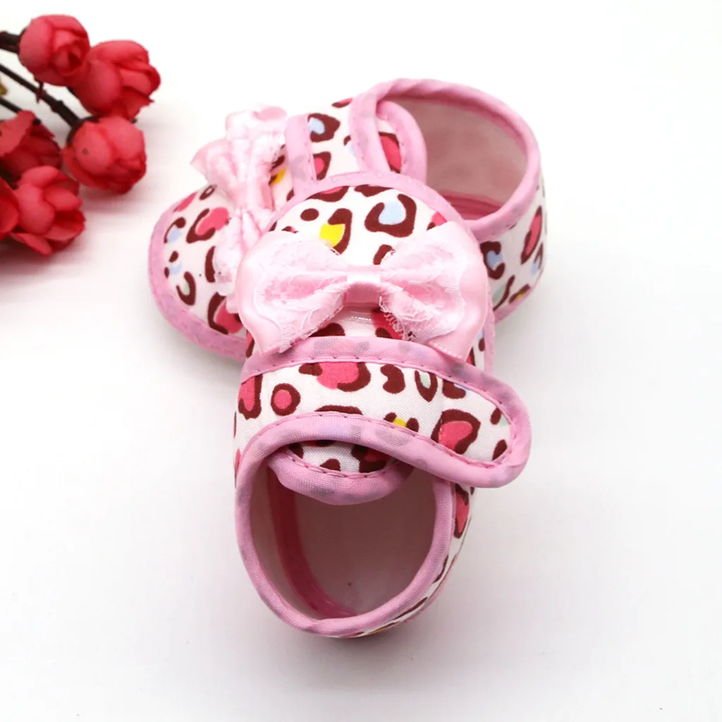 

Leopard Print Bow Prewalker Newborn Baby Girls Soft Sole Sandalen Single Shoes Summer Toddler Zapatos Baby Shoes Sneakers