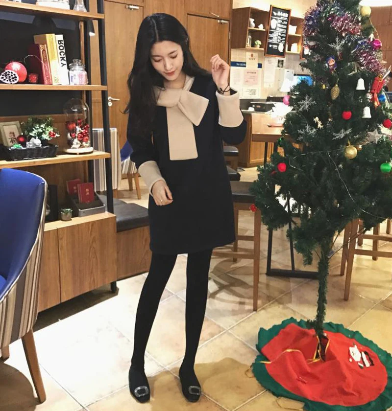 Платье для беременных осень/зима Модная одежда с длинными рукавами женщин Одежда