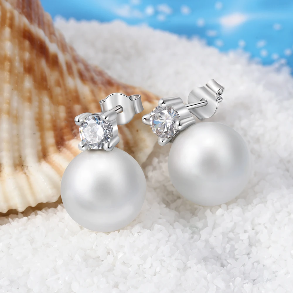 Женские серьги с жемчугом в форме шара из стерлингового серебра 925 пробы