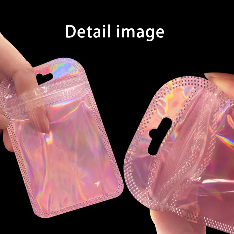 50pcs Iridescent Self Sealing OPP Bags Pouches Laser Iridescent Zip lock Bag Resealable Packaging JewelryRetail Bag Pouches Bags
