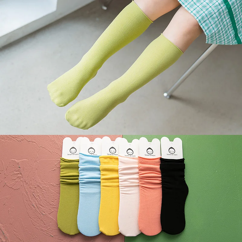 

Бархатные детские носки 1 шт., весенне-летние чулки карамельных цветов с кулиской для девочек, студенческие прямые нейлоновые носки