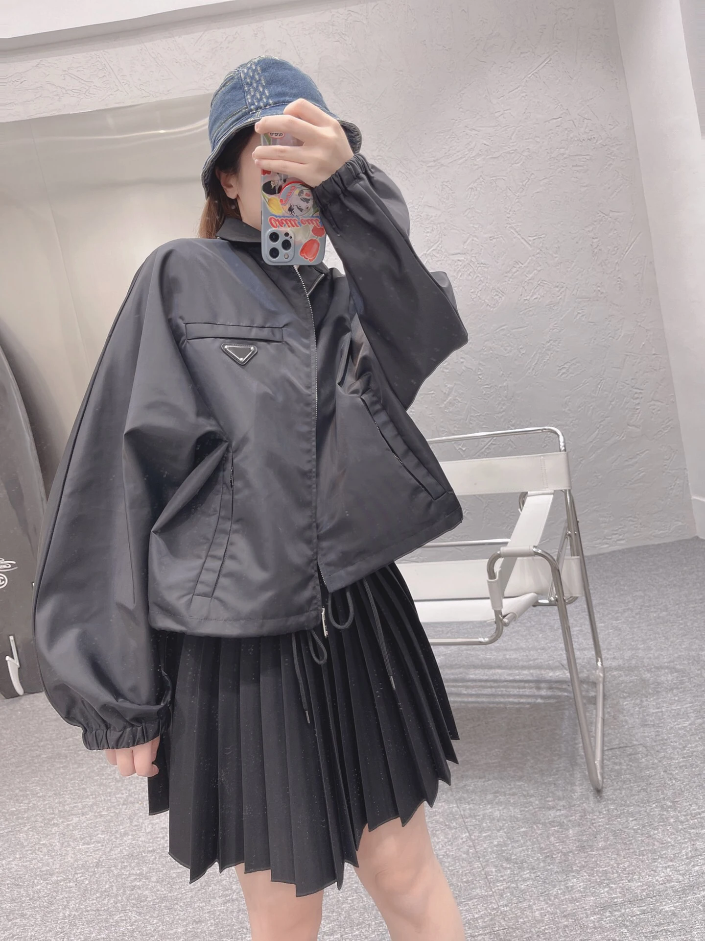 

Luxury Design 2021 Spring Summer Collection Gothic Street Style Black Nylon Oversized Windbreaker Rain CoatTrench