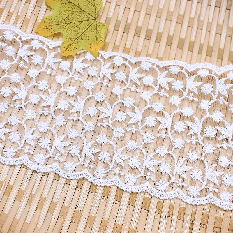 

10 Yards Cotton Embroidery Lace White MeshTulle Floral Trim DIY Garment Accessories Free shipping 11cm