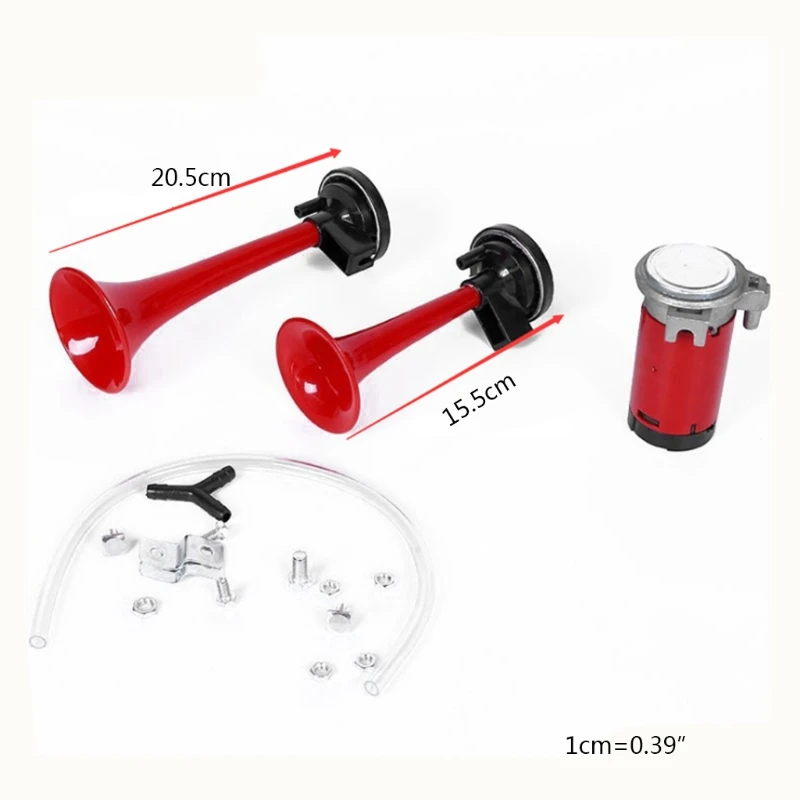 

178DB Super-Loud Red 12V Air Horn Dual Trumpet Compressor Car Truck Train Boat