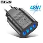 GTWIN Быстрая зарядка 3,0 USB зарядное устройство 4 порта Быстрая зарядка настенное стандартное зарядное устройство для iPhone Samsung Xiaomi US EU вилка адаптер