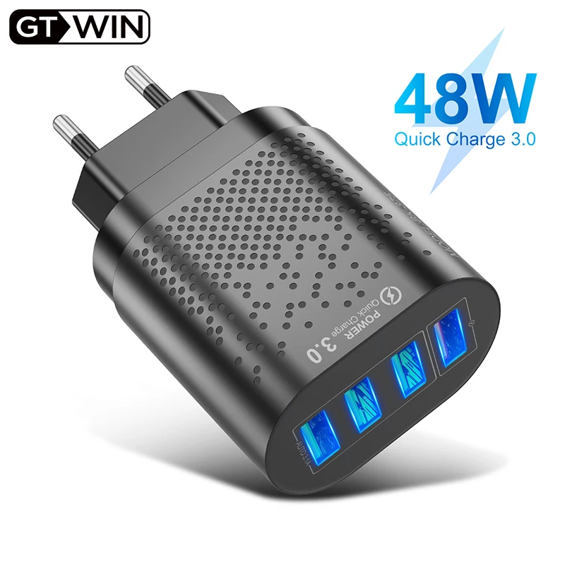 GTWIN Quick Charge 3 0 USB зарядное устройство 4 порта Быстрая зарядка настенный мобильный