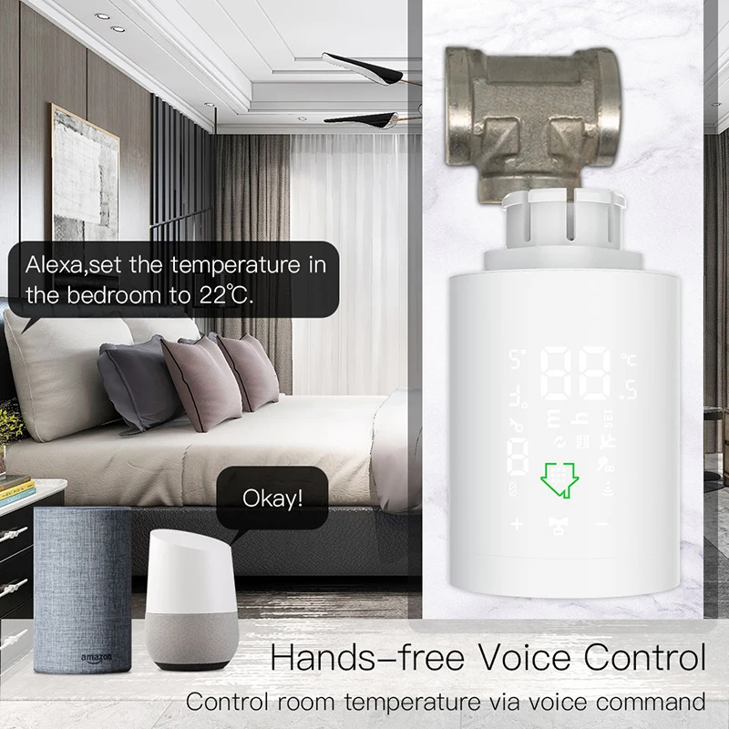 

2021 Tuya ZigBee3.0 Smart Radiator Actuator Wireless Thermostat Heater Temperature Controller Voice Control Support Alexa Google