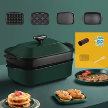220V Household Electric Waffle Maker Changeable Plates Frying Pan Barbecue Grill Non-Stick Grill Electric Hot Pot Multi Cooker