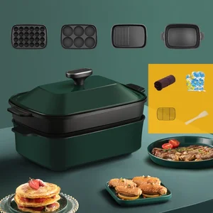 220v household electric waffle maker changeable plates frying pan barbecue grill non stick grill electric hot pot multi cooker free global shipping