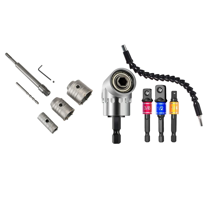 

Пила для отверстий с хвостовиком, 1 комплект, резак для бетона, цемента и набор сверл