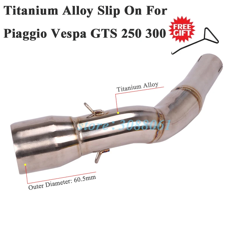 

Slip On For GTS300 Piaggio Vespa GTS 300 250 2017 - 2020 Motorcycle Exhaust Escape Titanium Alloy Middle Connection Link Pipe