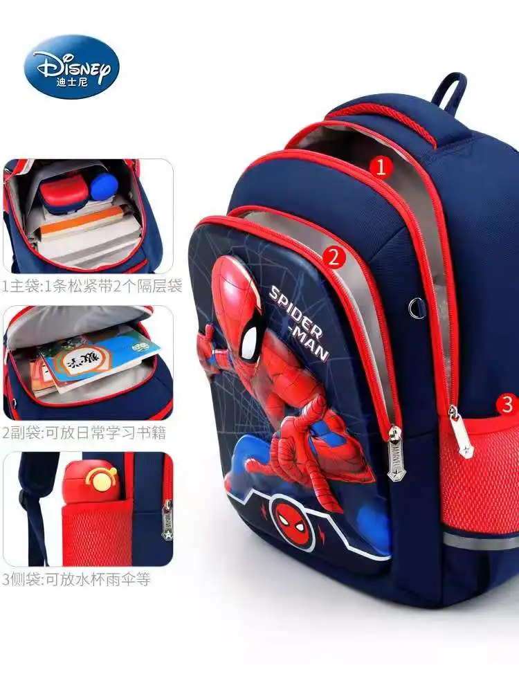 Disney New School Bags For Boys Primary Student Shoulder Light Orthopedic Backpack Spider Iron Man Kids Birthday Gifts Mochilas