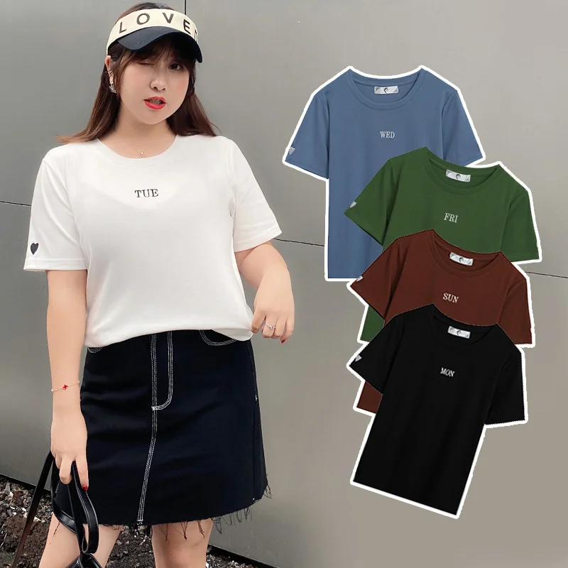 

Xl-5xl размера плюс Xuanchen платье Xia Pang мм плюс большой размер 200 кг круглый вырез Футболка женская иностранный стиль джемпер 7232-bfd