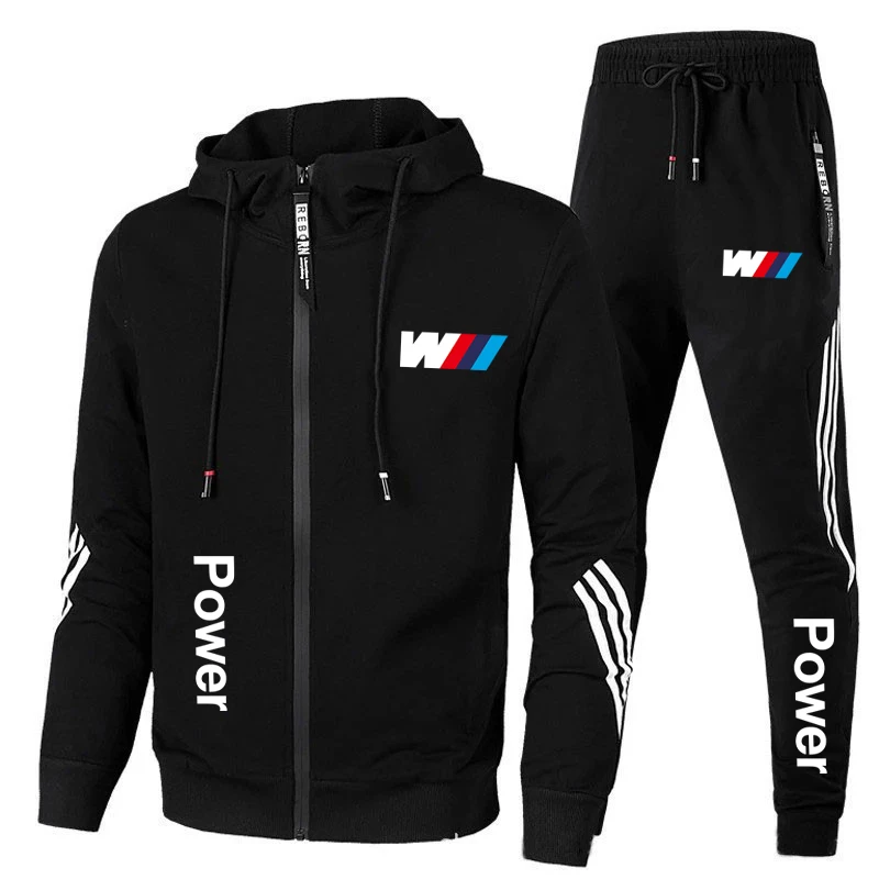 

Men Casual Sets 2021 Autumn New BMW M Splice Jogger Tracksuit Zipper Hoodies+Pants 2PC Sets Men's Sportswear Sport Suit Clothing