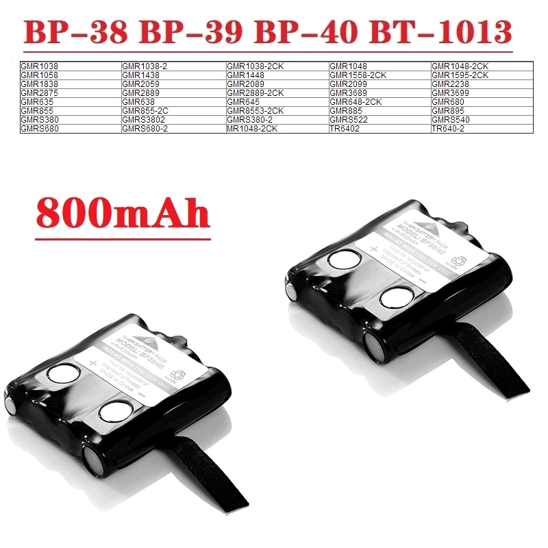 

4.8v NI-MH Rechargeable Battery For Uniden Radio BP38 BP39 BP40 BT-1013 4.8V 800mAh For MOTOROLA TLKR4 T4 T5 T6 T7 T8 Cordless