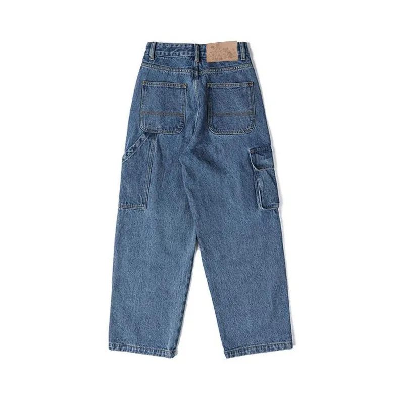 Harajuku Winter New Women's High-quality Design Jeans Fashion Tide Full Length High Waist Women's Pants Pocket Straight Pants