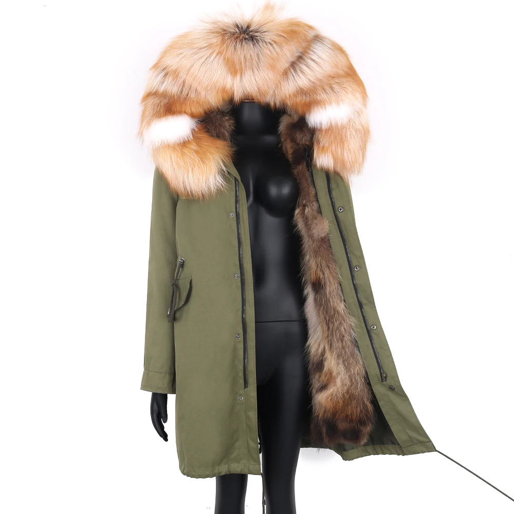 Lavelache Long Winter Jacket Women Real Fox Fur Coat Waterproof Parkas Natural Raccoon Fox Fur Collar Fashion Luxury Streetwear enlarge