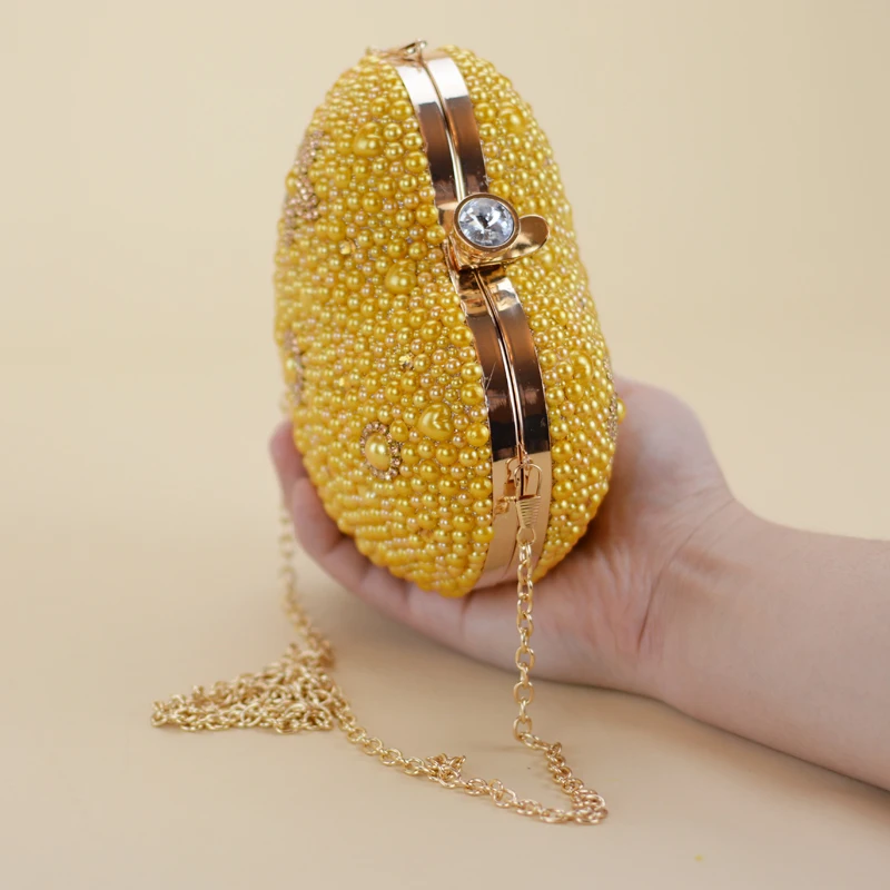 

Women wedding shoes with matching bags yellow Pearl bride party dress shoe and bag set High heels platform shoes Ladies shoes