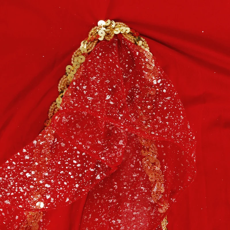 Женская юбка для танца живота красная с блестками модель DNV11827 | Тематическая