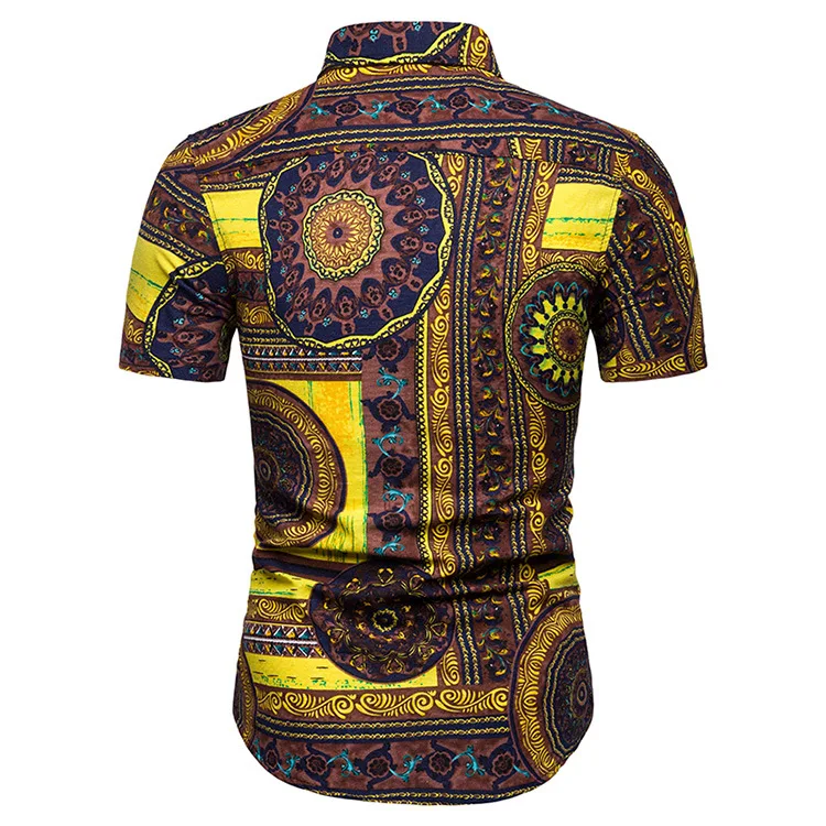 Рубашка мужская с цветочным принтом гавайская блуза коротким рукавом