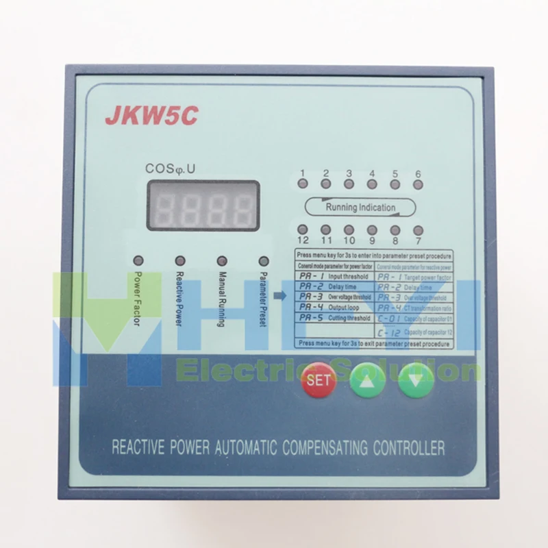 Фото Контроллер компенсации реактивной мощности JKW5C для конденсатора фактора мощности, 6 шагов, 380 В, мощность cos №4