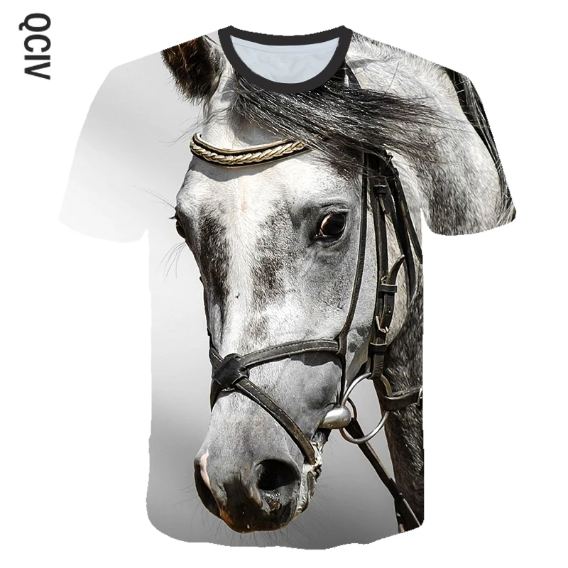 

3 To 14 Kids t shirt The Running Horse 3D print t-shirt boys girls short sleeve tshirt Animal Horse t shirts children clothes