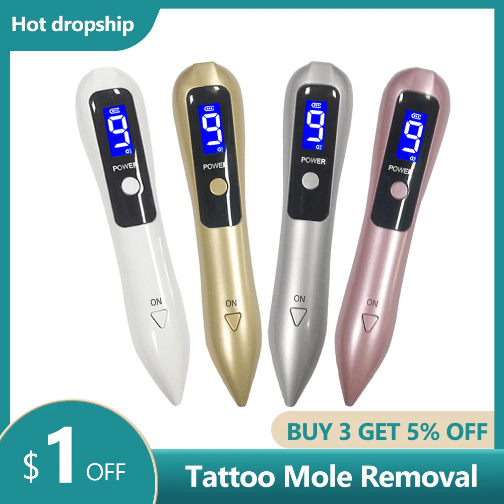 

LCD Plasma Laser Pen Mole Freckle Tattoo Removal Beauty Machine Blemish Wart Dark Spot Skin Tag Remover Tool 9 Level With LED