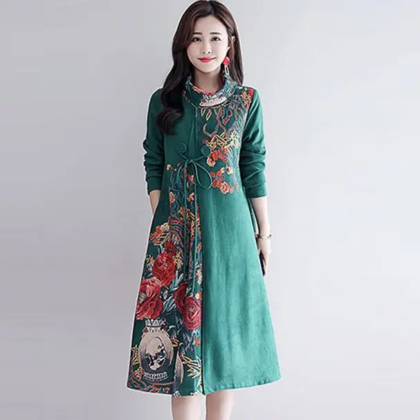 Зеленое платье миди женское ТРАПЕЦИЕВИДНОЕ винтажное элегантное большого