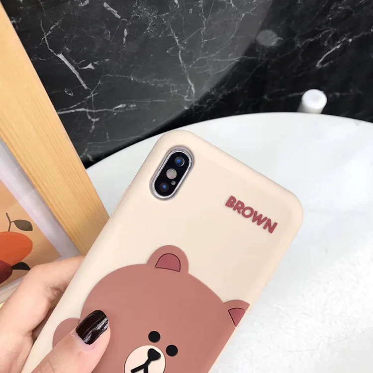Применимый чехол для телефона с рисунком медведя Apple xsmax IPhone7/8 Plus Мягкий силиконовый 6 S Южная Корея милый ремешок