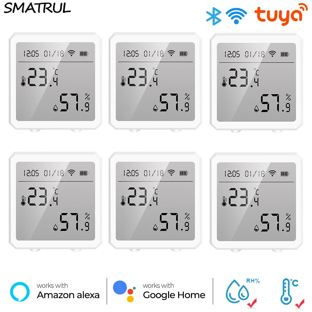 

Датчик температуры и влажности Tuya, Wi-Fi, с ЖК-дисплеем