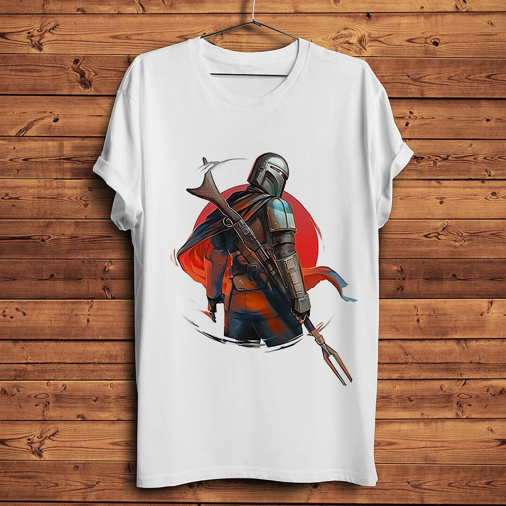 Забавная Мужская футболка Red sun Mando warrior Новинка лета белая Повседневная крутая с