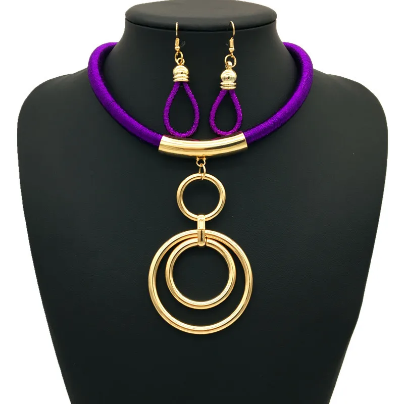 African Fashion Jewelry Set Women's Accessories Metal Ring Pendant Wedding nigerian beads necklace jewelry set | Украшения и