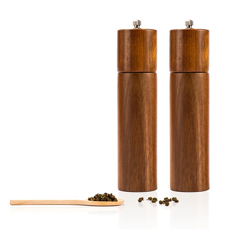 

2PCS/Set Wooden Salt and Pepper Grinder Set, Sustainable Acacia Wood,Ceramic grinding core , 8"-for Seasoning, Cooking, Dining