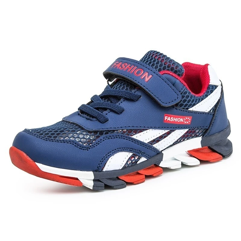 k08 dblue kids shoe Яркие детские кроссовки для мальчиков; дышащие кроссовки из сетчатого материала; Детская уличная спортивная обувь на липучке для маленьких девочек; цвета хаки; кроссовки - Цвет: k08 dblue kids shoe